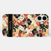 Japanse Gouden Bloempatroon met Monogram Case-Mate iPhone Case (Achterkant (horizontaal))