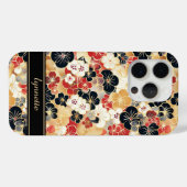 Japanse Gouden Bloempatroon met Monogram Case-Mate iPhone Case (Achterkant (horizontaal))