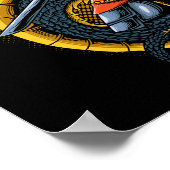 Japanse gouden draak en samoerai krijger poster (Hoek)