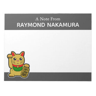 Japanse Gouden Lucky Kat Gepersonaliseerd Notitieblok