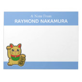 Japanse Gouden Lucky Kat Gepersonaliseerd Notitieblok (Voorkant)