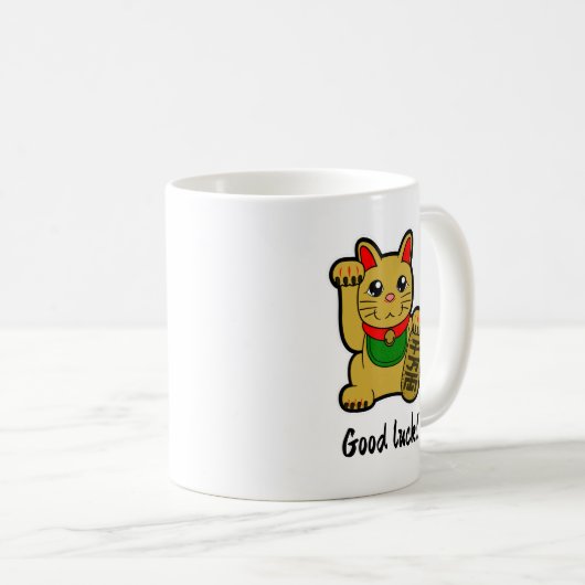 Japanse Gouden Lucky Kat "Succes" Koffiemok (Voorkant rechts)