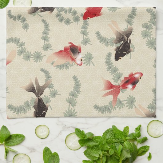 Japanse goudvis theedoek (Gevouwen)