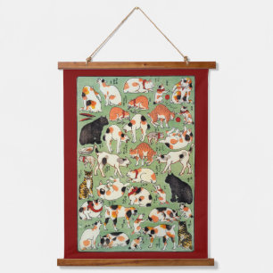 Japanse Grappige Katten, Yoshifuji, Ukiyo-e Hangend Wandkleed