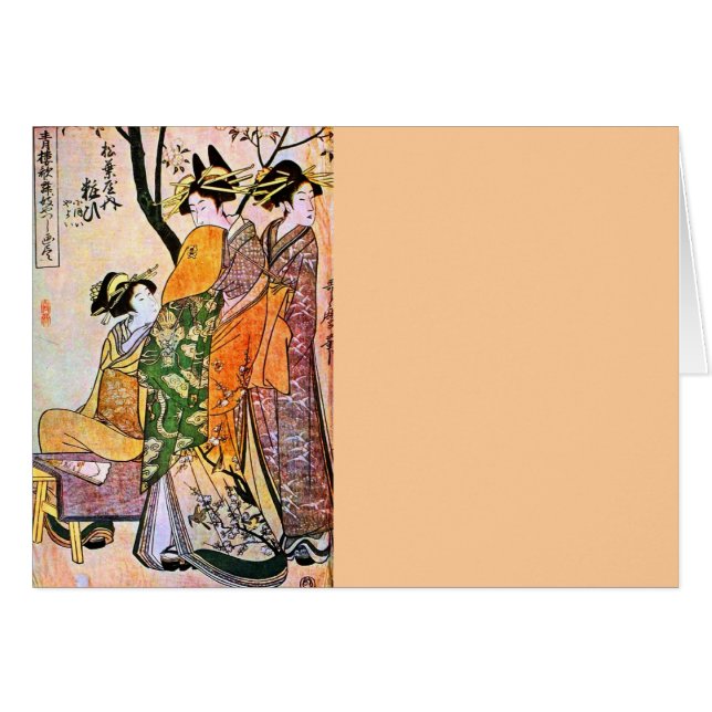 Japanse graving Drie Geisha 1911 (Voorkant Horizontaal)
