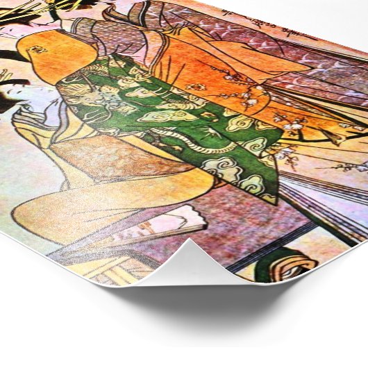 Japanse graving Drie Geisha 1911 Foto Afdruk (Hoek)