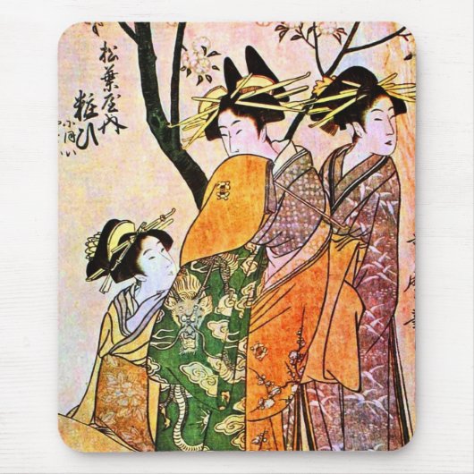Japanse graving Drie Geisha 1911 Muismat (Voorkant)