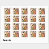 Japanse graving Drie Geisha 1911 Vierkante Sticker (Vel)