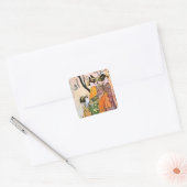 Japanse graving Drie Geisha 1911 Vierkante Sticker (Envelop)
