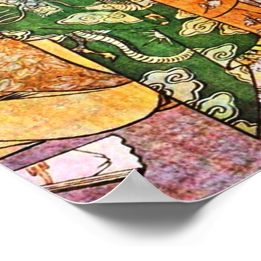 Japanse graving van Drie Geisha Poster (Hoek)