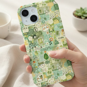 Japanse Groene Anime Moodboard kawaii cartoon cade iPhone 15 Case