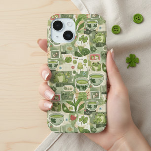 Japanse Groene Anime Moodboard kawaii cartoon cade iPhone 15 Case