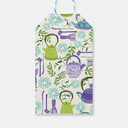 Japanse Groene Theepot Design Cadeaulabel (Achterkant)
