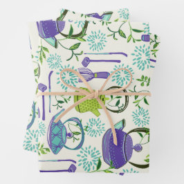 Japanse Groene Theepot Design Inpakpapier Vel