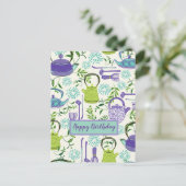 Japanse Groene Theepot Ontwerp Briefkaart (Staand voorkant)