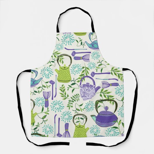 Japanse Groene Theepot Ontwerp Schort (Voorkant)