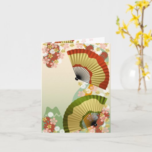 Japanse groene Ventilator 3 Kaart (Gele Bloem)