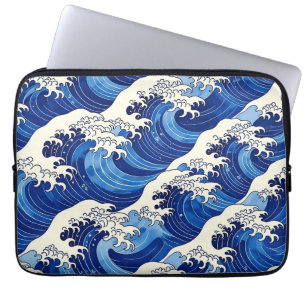 Japanse Grote Golfpatroon Oceaan  Laptop Sleeve
