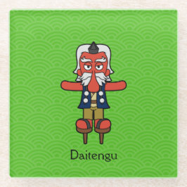 Japanse Grote Tengu Strijder: Cartoon Yokai Glazen Onderzetter