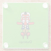 Japanse Grote Tengu Strijder: Cartoon Yokai Glazen Onderzetter (Achterkant)