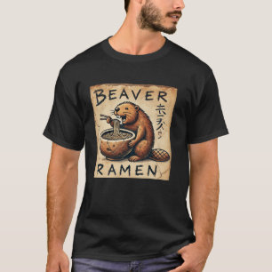 Japanse grotkunst noedels houden van wildlife beve t-shirt