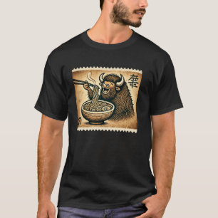 Japanse Grotkunst Postzegel Noedels Bizon Rame T-shirt
