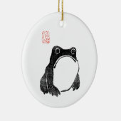 Japanse Grumpy Frog Toad Onbedrukt Dier Grappig Keramisch Ornament (Rechts)