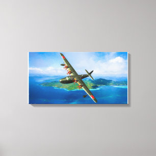 Japanse H8K Emily Seaplane landing Canvas Afdruk