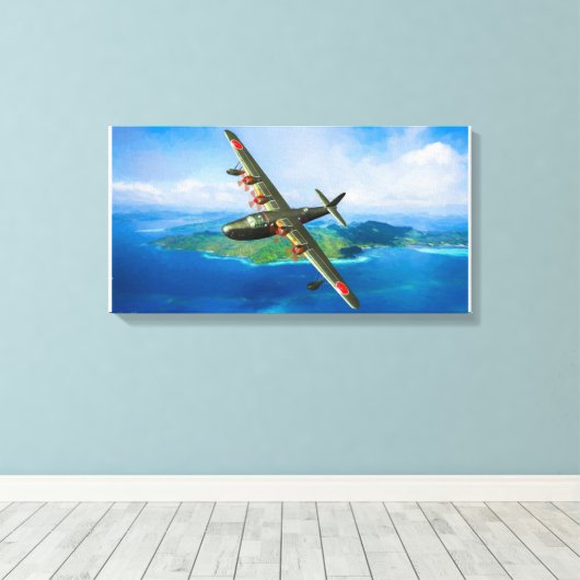 Japanse H8K Emily watervliegtuig landing Canvas Afdruk (Insitu (Houten vloer))