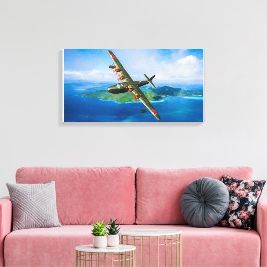 Japanse H8K Emily watervliegtuig landing Canvas Afdruk (Insitu (Woonkamer))