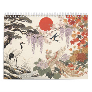 Japanse Hanafuda Vogels & Bloemen Muurkalender Kalender