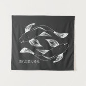 Japanse handgetekende stijl karper minimalistisch wandkleed (Voorkant (horizontaal))