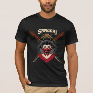 Japanse Hannya Mask Geisha Samurai T-Shirt