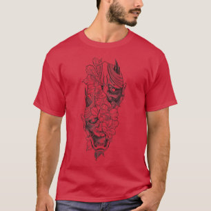 Japanse Hannya Mask Lotus Flower Art Premium T-shirt
