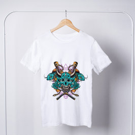 Japanse Hannya Masker Zwaarden Koi Vis T-shirt