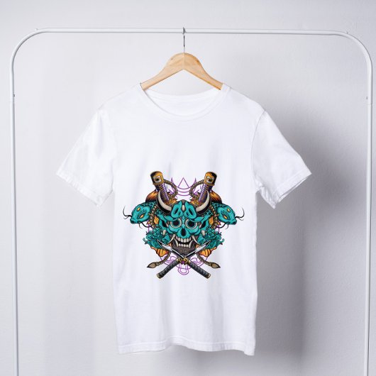 Japanse Hannya Masker Zwaarden Koi Vis T-shirt