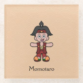 Japanse held Peach Boy Momotaro Glazen Onderzetter (Voorkant)
