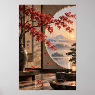 Japanse Herfst Esdoorn Mount Fuji Zen Wandkunst Poster