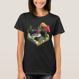 Japanse herfst heiligdom tuin isometrische 32bit i t-shirt