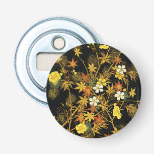 Japanse Herfstbladeren Antieke Botanische Button Flesopener