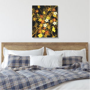 Japanse Herfstbladeren Antieke Botanische Canvas Afdruk