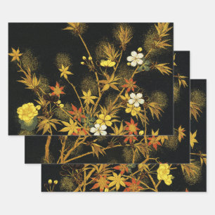 Japanse Herfstbladeren Antieke Botanische Inpakpapier Vel