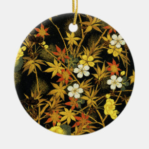 Japanse Herfstbladeren Antieke Botanische Keramisch Ornament