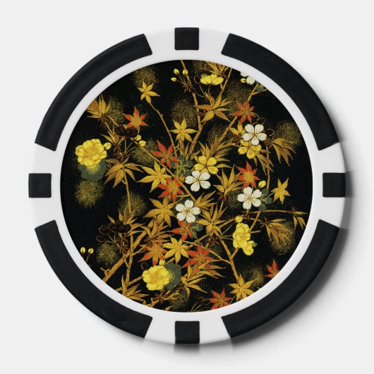 Japanse Herfstbladeren Antieke Botanische Poker Chips (Voorkant)