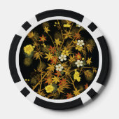 Japanse Herfstbladeren Antieke Botanische Poker Chips (Achterkant)