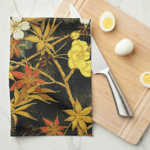 Japanse Herfstbladeren Antieke Botanische Theedoek