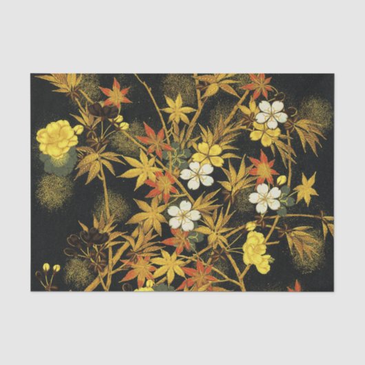 Japanse Herfstbladeren Antieke Botanische Tissuepapier (Voorkant)