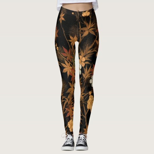 Japanse herfstbloemen & kunst leggings (Voorkant)