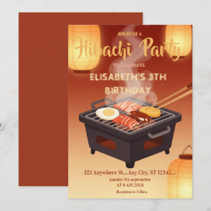 Japanse Hibachi-diner Feest Verjaardagsuitnodiging Kaart
