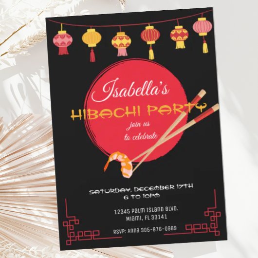 Japanse Hibachi Dinner Party Uitnodiging Verjaarda